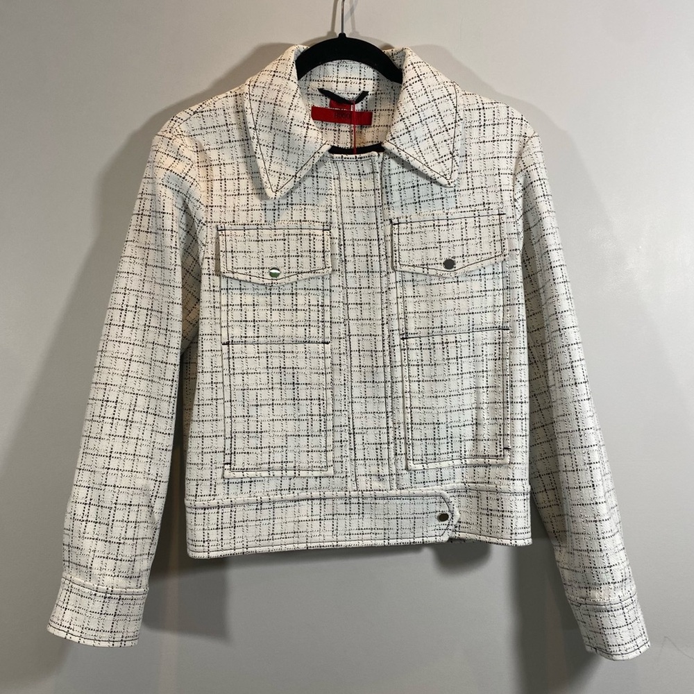 NEW Hugo Boss Tweed White and Black Jacket Size 2 (UK Size 6)